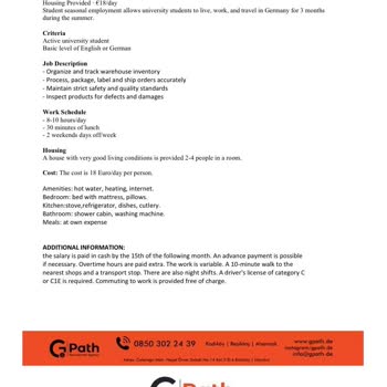 GEDU Yurtdışı Eğitim Summer Work Germany Gedu Programı