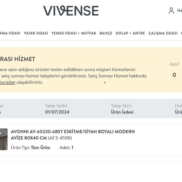 Vivense İade Edilen Ürünün Ücretinin Hesaba Yatmaması
