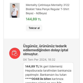Hepsiburada Tedarik Edilememe Sorunu