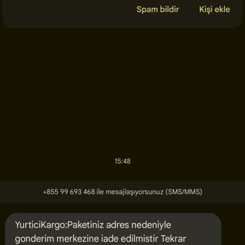 +855 99 693 468  Numaradan Kargo Mesajı