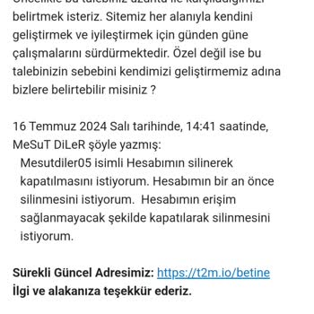 Betine.com Üyelik İptal