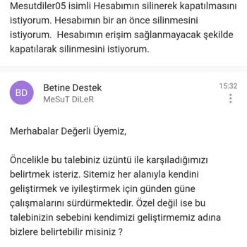 Betine.com Üyelik İptal