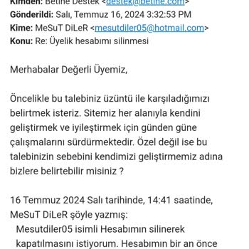 Betine.com Üyelik İptal