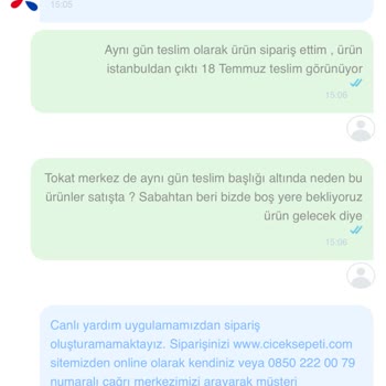 ÇiçekSepeti Çiçek Sepetinden Müşteriye Aynı Gün Teslim Aldatmacası