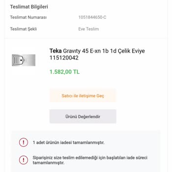 Koçtaş İstek Dışı Sipariş İptali