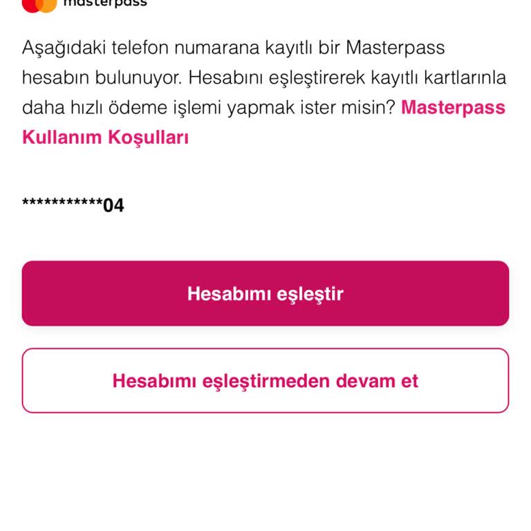Yemek Sepeti'indeki Masterpass Numaram Uyuşmuyor
