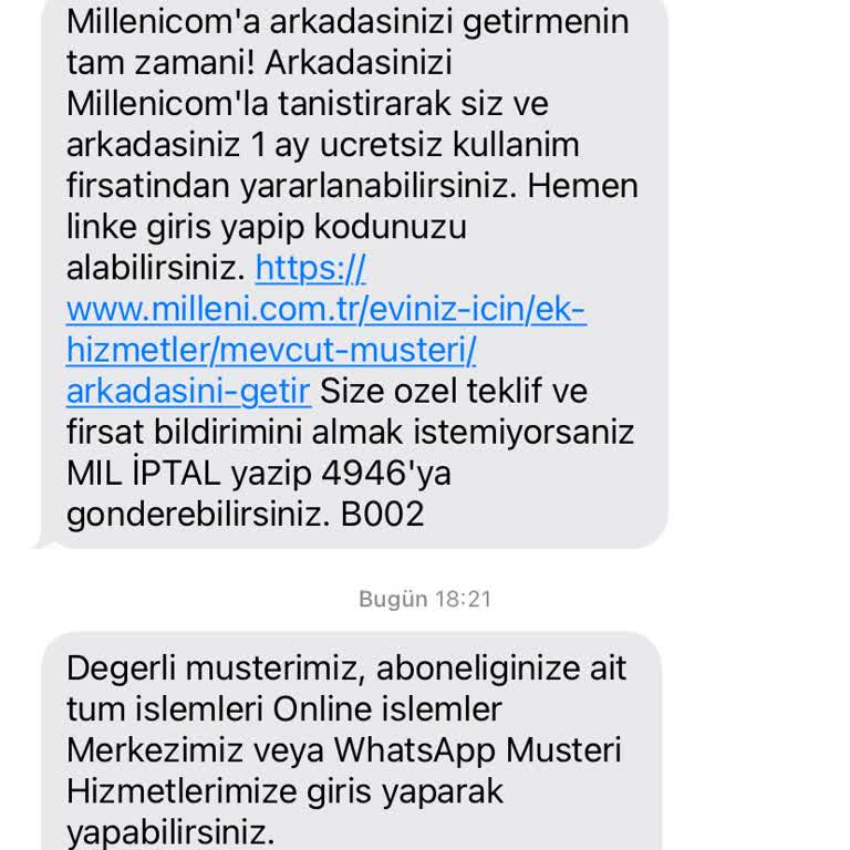 Milleni.com İnternet Hizmeti Kesintisi Ve Müşteri Hizmetleri Sorunu