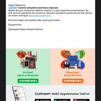 Çiçek Sepeti Siparişin İsimsiz Bırakılması Ve Karışması No:386843895