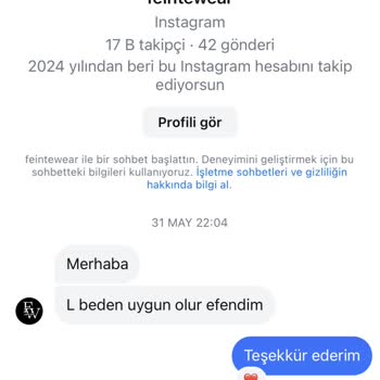 Feinte Wear Instagram Sayfasından Aldığım Ürünün Para İadesi Değişimi Yapılmıyor