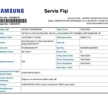 Samsung Buzdolabı RT46K6000S8 10 Yıllık Motor Garantisini Garanti Dışı