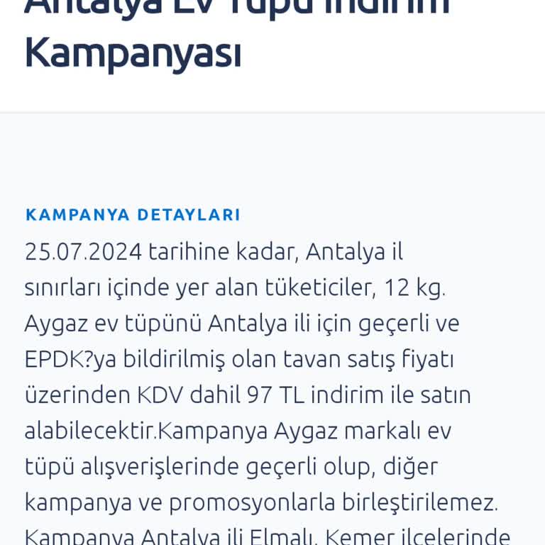 Aygaz Tüp İndirimi Kampanyasından Faydalanmak İstiyorum