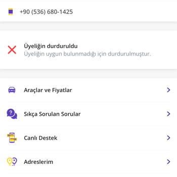 Getir Araç Üyelik Durduruldu
