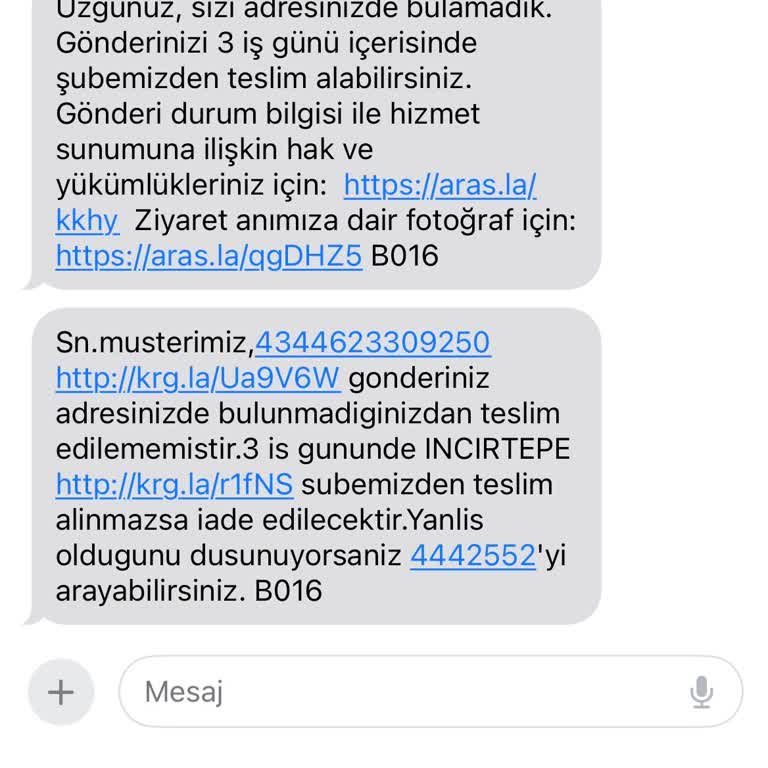Aras Kargo Adrese Gelmeden Adreste Bulamadık Mesajı Atması