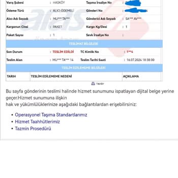 Aras Kargo Teslim Sorunu (Teslim Edildi Demesine Rağmen Getirmiyorlar)