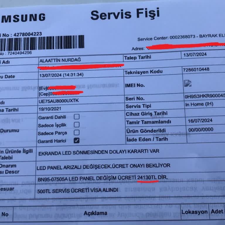 Samsung TV - 75au8000u - Panel Arızası Ve Yüksek Panel Ücreti