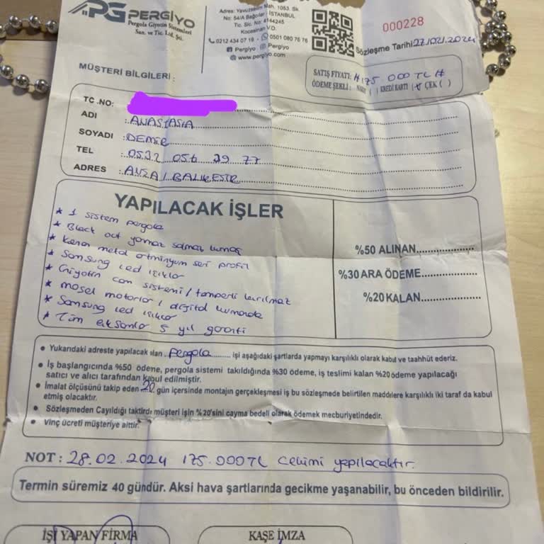 Pergiyo Pergola Giyotin Sistemleri Teslimatında Yaşanan Mağduriyetler