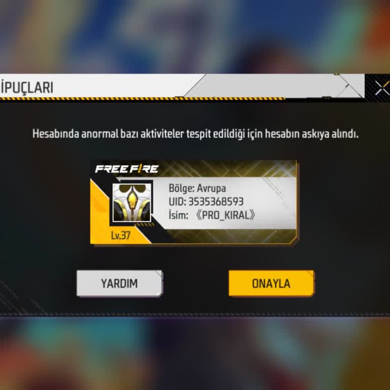 Garena Free Fire Hesabım Askıya Alınmış Nedenini Bilmiyorum