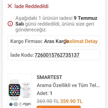 Trendyol Satıcı Smartest Firmasından Şikayetçiyim