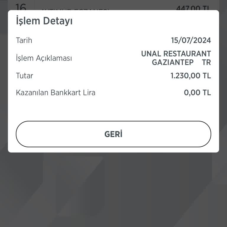 Ünal Restaurant Vale Eli Uzun, Araç Bırakmayın