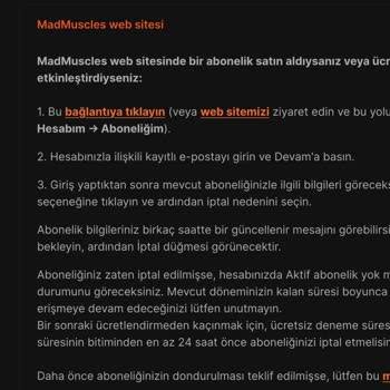MadMuscles Üyelik İadesi Yapamıyorum
