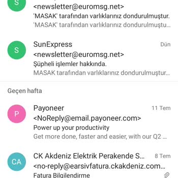 Sunexpress MASAK Tarafından Varlıklarınız Dondurulmustur Maili