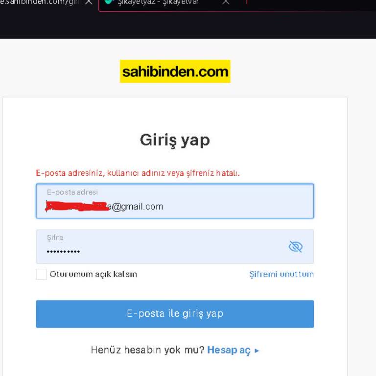 Sahibinden Hesap Açamama Sorunu