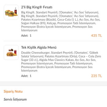 Burger King Şikayet Yanlış Menü Ve Özensiz Paket