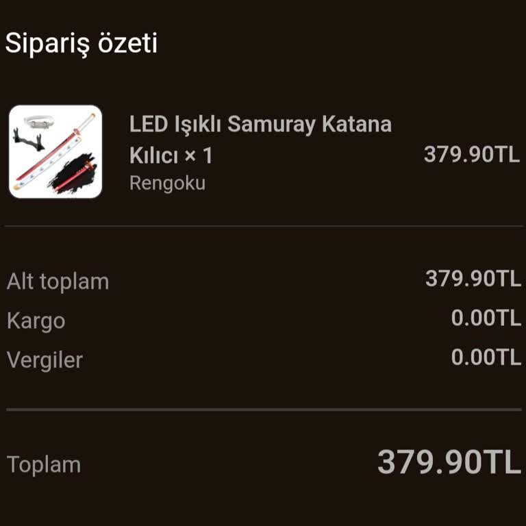Samuray Katana Üzerinden Sipariş Verdiğim Ürün Elime Ulaşmadı