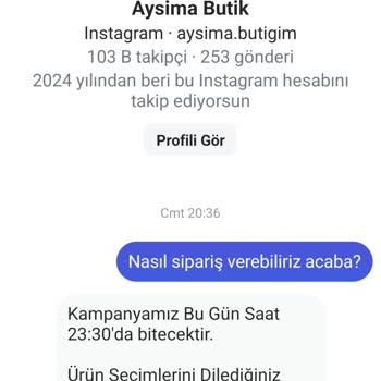 Butik Aysimam (İnstagram) Sahte Hesap Açılmış