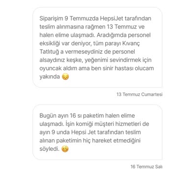 hepsiJET Hepsiburada.com Ürünümü Teslim Etmiyor, İptal Etmemi De Engelliyor.