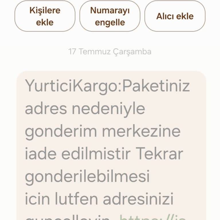 +220611458778 Kargo'dan Gelen Şüpheli Mesaj