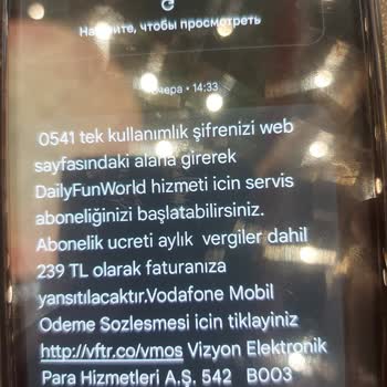 Vodafone Pay Üzerinden Bilgim Dışında Abonelikler Yapılması