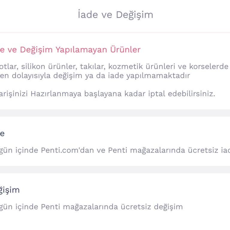 Penti Renk Değişimde Fiyat Farkı İstiyor