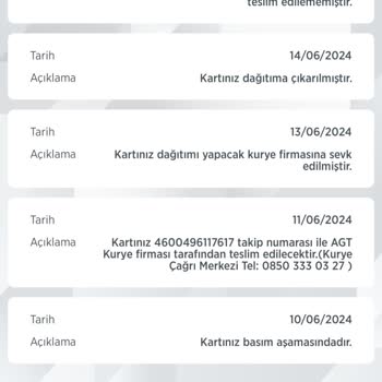 Ziraat Bankası Kart Teslimatı Yapılmış Görünüyor