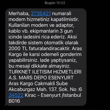 Turk Net 2000 TL Haksız Faturalandırma