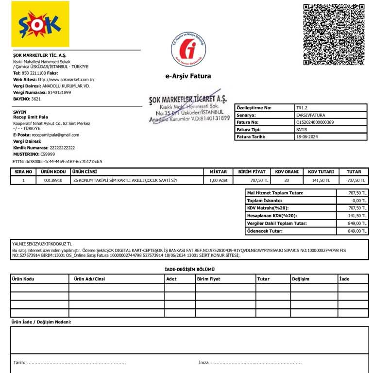 Şok Marketler Kayıtsız IMEI İle Gelen Çocuk Saati Ve İade Sorunu