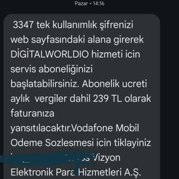 Vodafone Aboneliklerimin İptalini İstiyorum