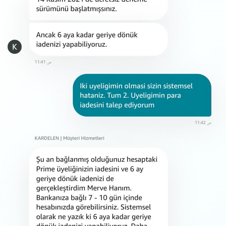 Amazon Prime Üyeliği Bedeli Hatası, 2 Kez Üyelik Ücreti Ödedim