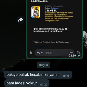 Epinyum Uc Satın Aldıktan Sonra İptal Olması Para İadesinin Gelmemesi
