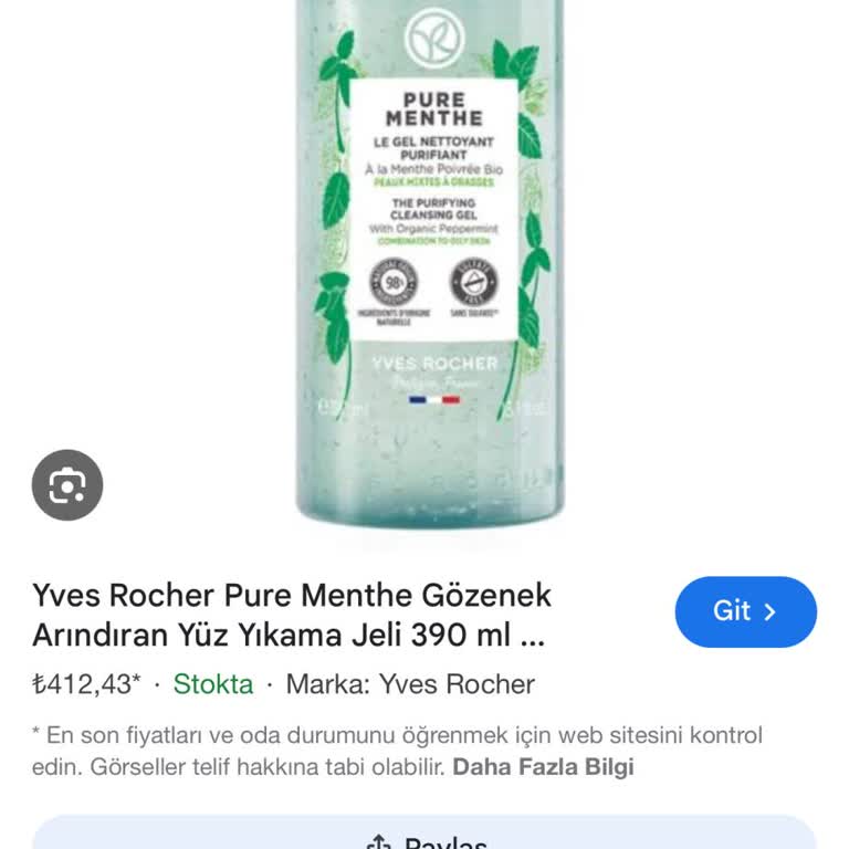Yves Rocher Menthe Yüz Yıkama Jeli