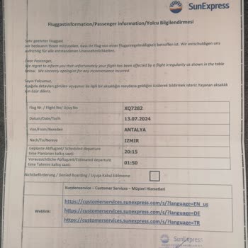 Sunexpress Rötar Tazminatını Ödemiyor