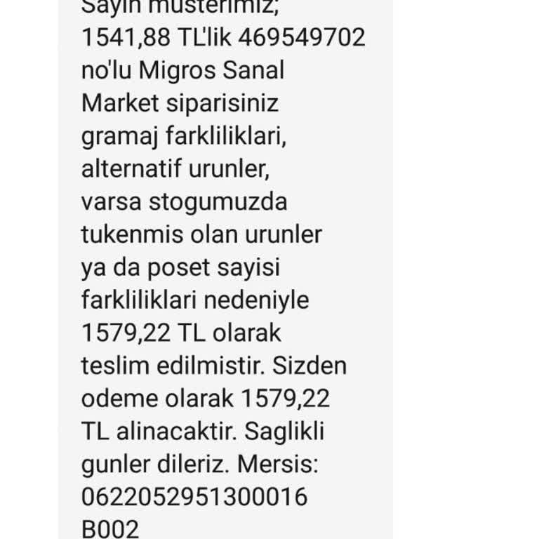 Migros Eksik Ürün Göndermiştir Parasını Aldığı Halde