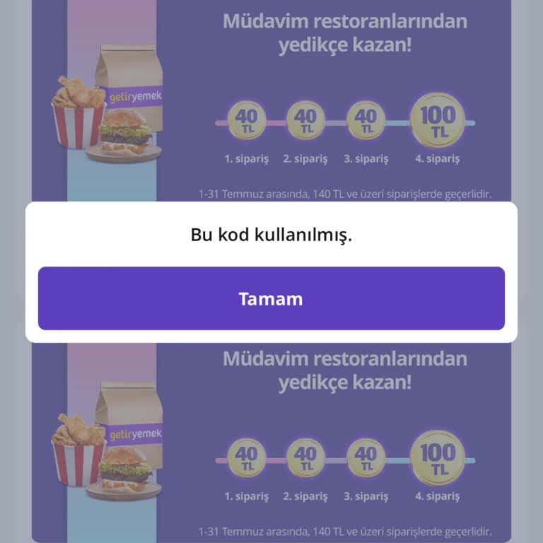 Getir Kuponları Çalışmıyor Destek