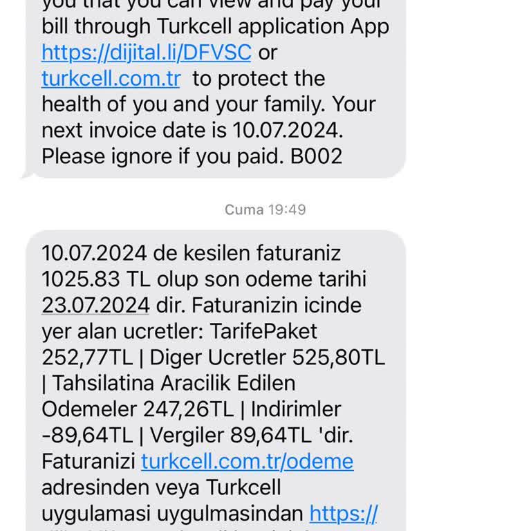 Turkcell Operatör Değişikliği İle Fahiş Fatura Gönderdi.
