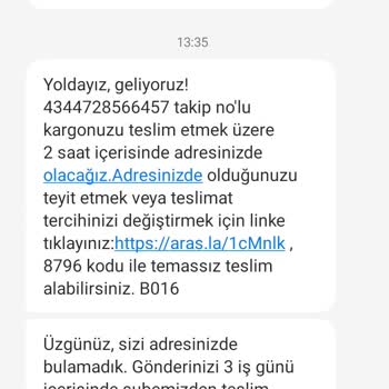 Aras Kargo Evde Bulunduğum Halde Evde Bulunamadınız