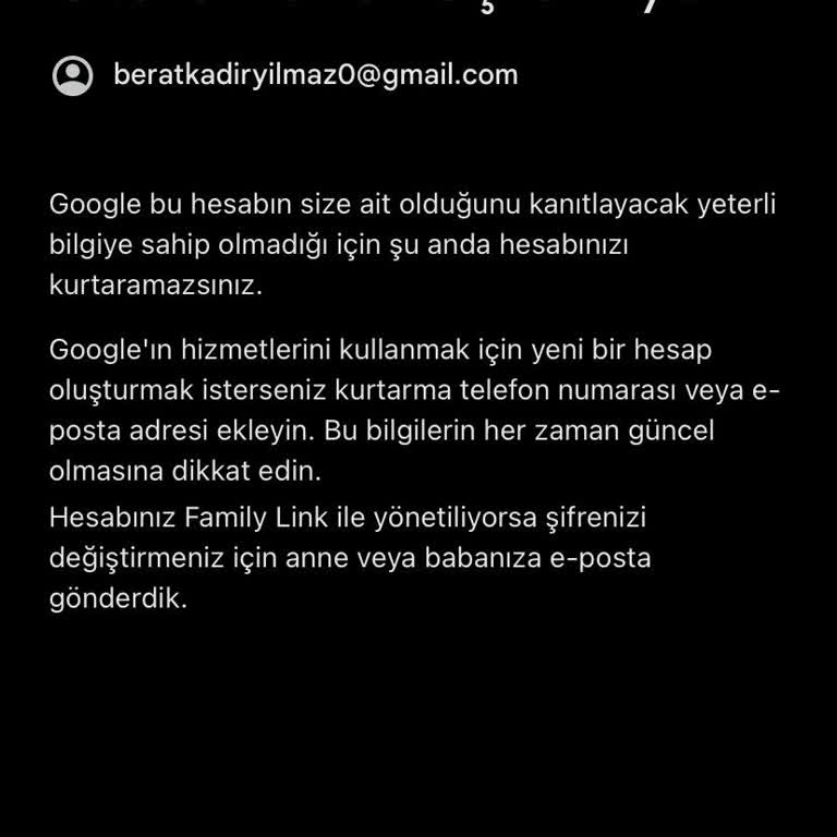Gmail Hesabımın Kurtarılmasını İstiyorum