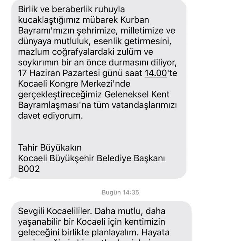Kocaeli Belediyesi SMS İptal Hakkında