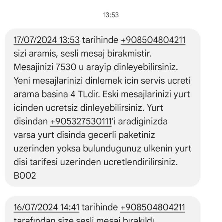 Turkcell Sesli Mesaj Olduğuna Dair Bilgi Geliyor