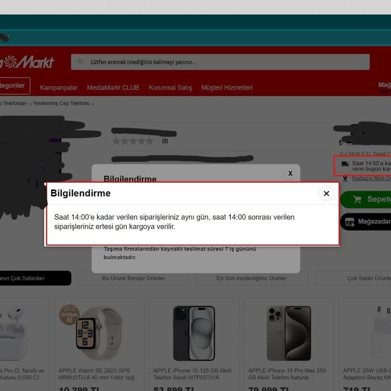 Media Markt Siparişim Kargoya Verilmedi