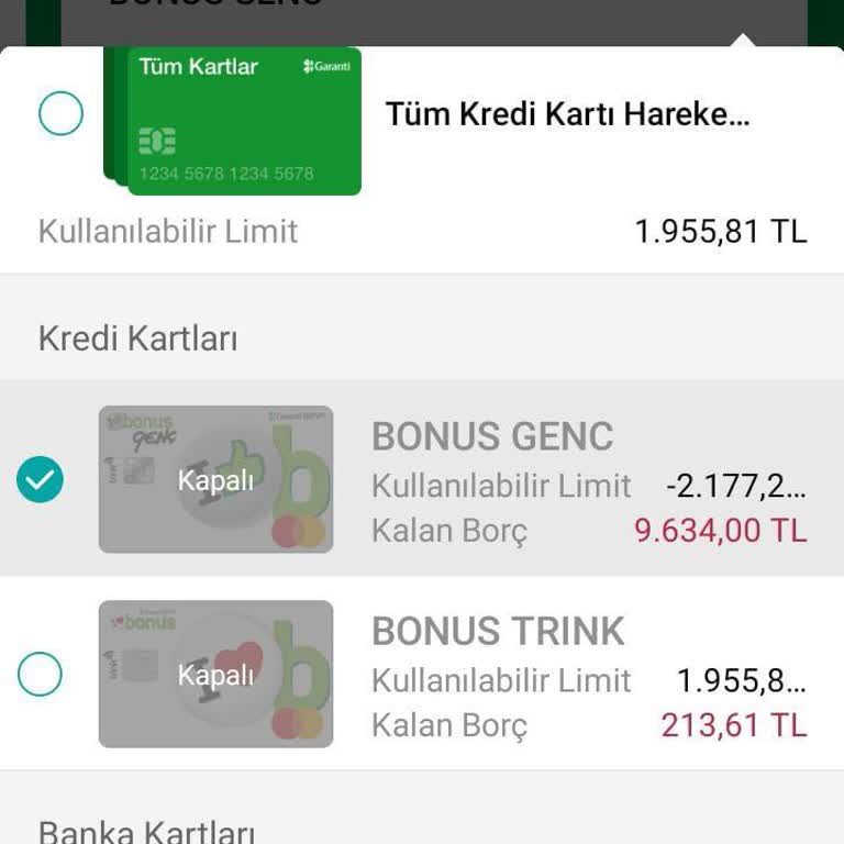 Garanti BBVA Garanti Kapalı Kartta Borç Sorunu